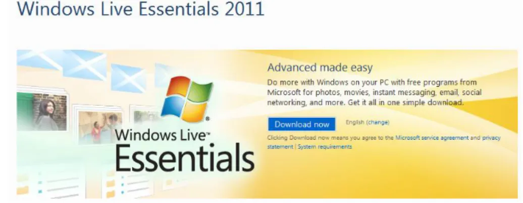 Gambar 15 Mengunduh file instalasi Windows Live Essentials terbaru 