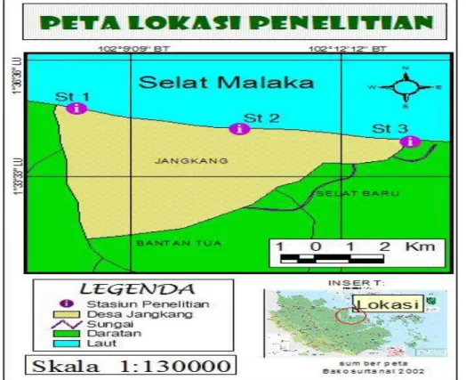 Gambar 1. Peta Lokasi Penelitian Desa Jangkang Kecamatan Bantan 