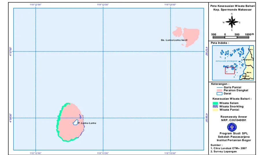Gambar 18. Peta hasil overlay berbagai kesesuaian  wisata bahari di Pulau Lumu-lumu