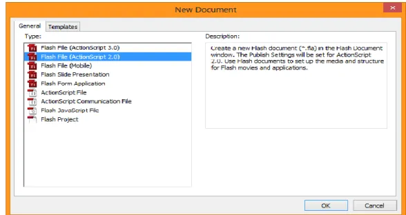 Gambar 2.3 Halaman New Document Adobe Flash CS3 