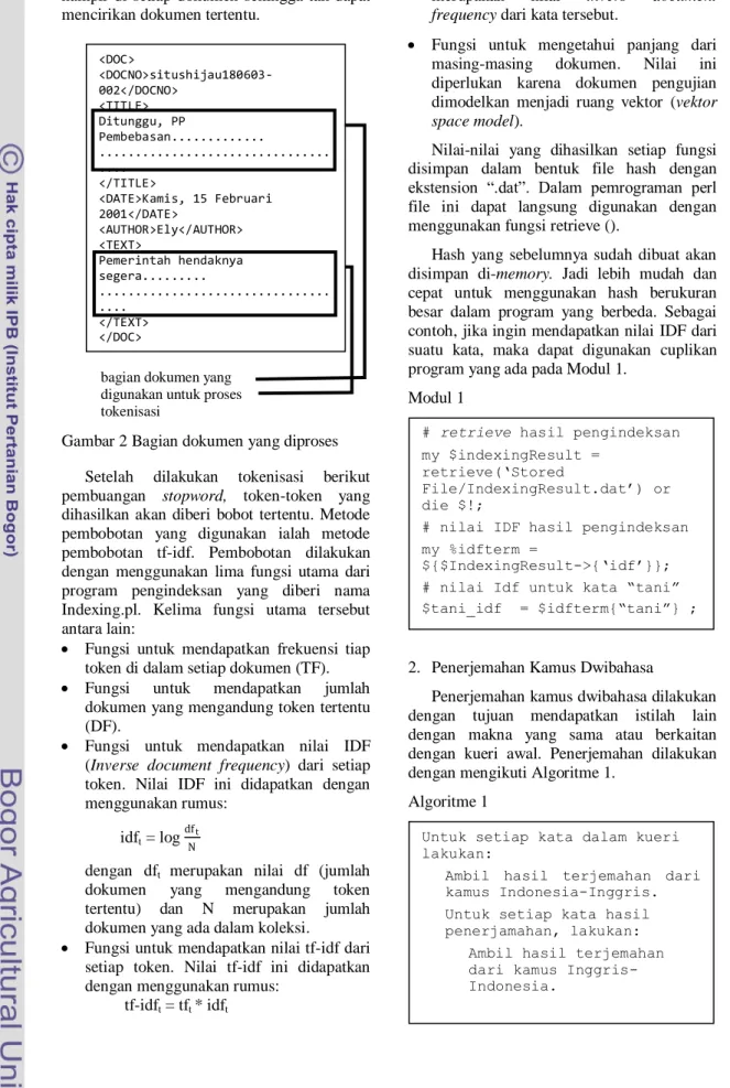 Gambar 2 Bagian dokumen yang diproses 