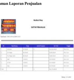 Gambar 8 Halaman Laporan Penjualan  4.3.2    Tampilan Program di Android   4.3.2.1 Halaman Tampilan Awal di Android 