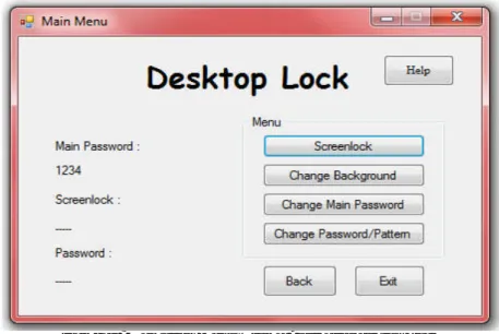 Gambar 7 Tampilan Menu Utama Aplikasi Desktop Lock