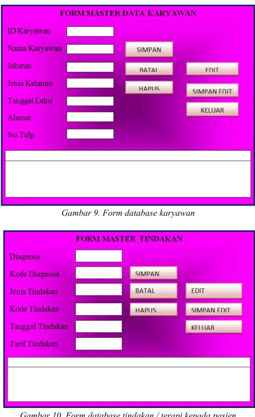 Gambar 10. Form database tindakan / terapi kepada pasien