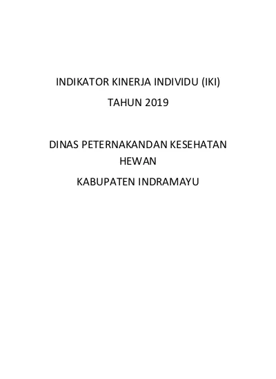 INDIKATOR KINERJA INDIVIDU (IKI) TAHUN 2019 DINAS PETERNAKANDAN ...