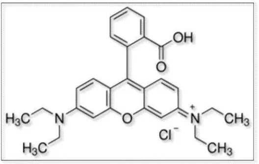 Gambar 3. Struktur kimia Rhodamin B (EFSA 2005)