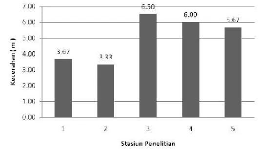 Gambar 19  Grafik sebaran nilai rata-rata kecerahan pada setiap stasiun   pengamatan 