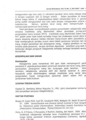 Tabel 4. Peubah perilaku imago betina E. argenteopi/o5US pada percobaan dalam wadah plastik pipih 