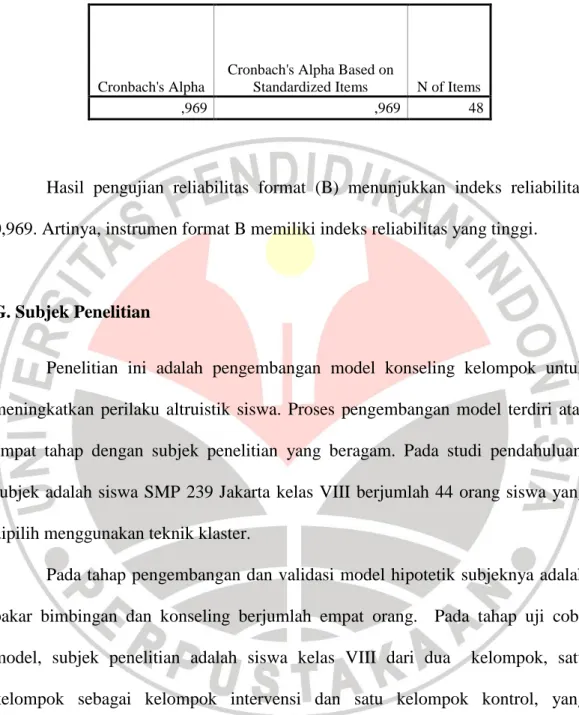 Tabel 3.11  Reliabilitas Format B 
