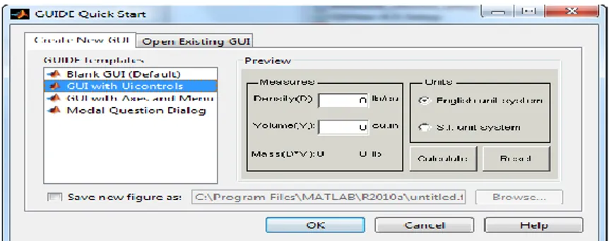 Gambar 2.14 GUI dengan UIcontrols  c.  GUI with Axes and Menu 