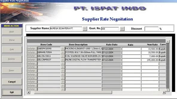 Gambar 4.5 Form Supplier Rate Negoitation 