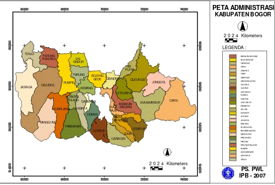 Gambar 7 Peta administratif Kabupaten Bogor. 