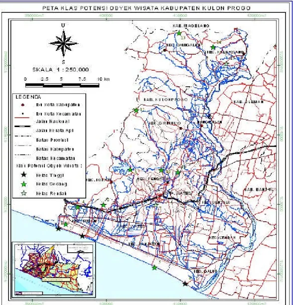 Gambar 1. Peta Klas Potensi Obyek Wisata Kabupaten Kulonprogo