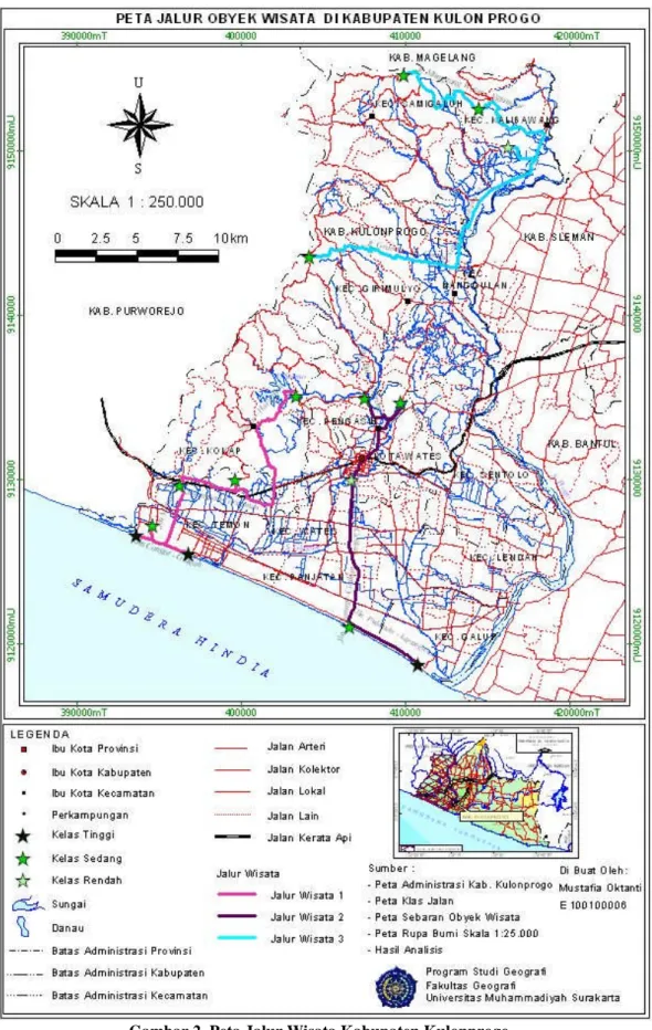 Gambar 2. Peta Jalur Wisata Kabupaten Kulonprogo