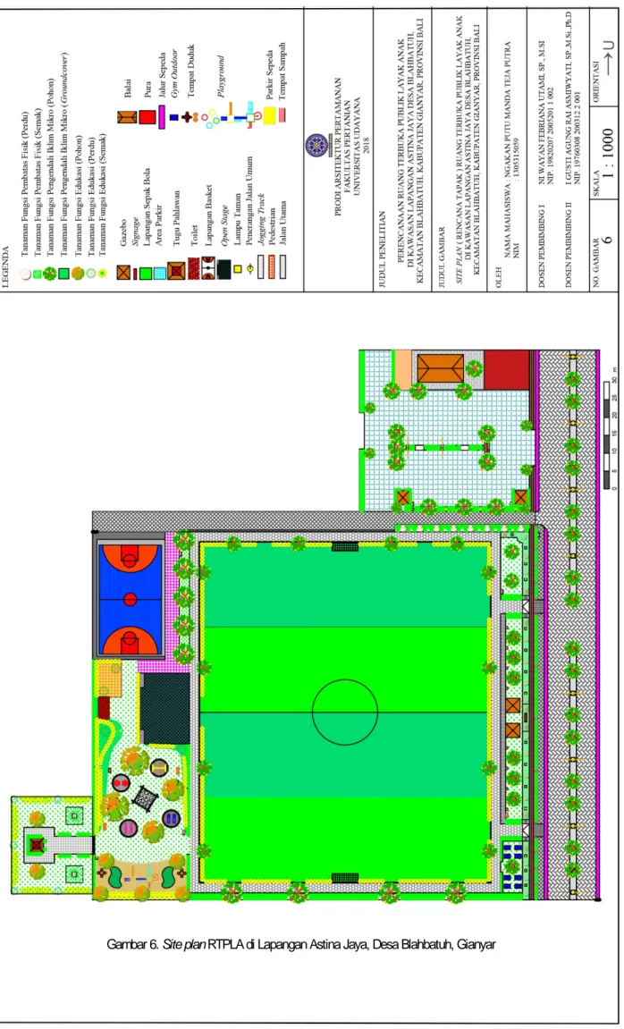 Gambar 6. Site plan RTPLA di Lapangan Astina Jaya, Desa Blahbatuh, Gianyar 