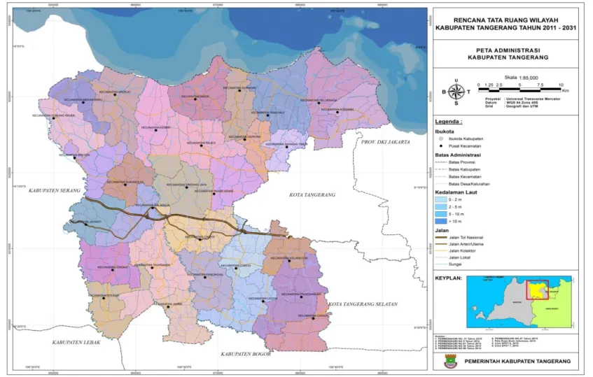 Gambar 3.2 Peta Administrasi Kabupaten Tangerang  Sumber: RTRW Kabupaten Tangerang 2011-2031 