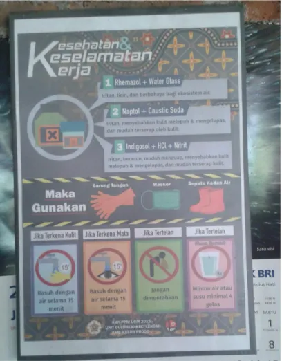 Gambar 1.1. Prosedur keselamatan kerja di UKM Batik  (Foto Abdullah, 2015) 