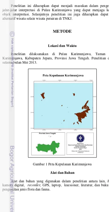 Gambar 1 Peta Kepulauan Karimunjawa 