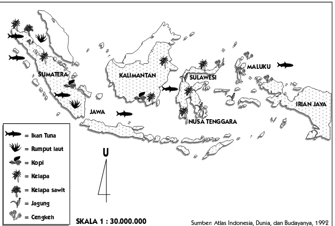 Gambar 5.4. Persebaran sumber daya alam hayati (hidup) Indonesia.