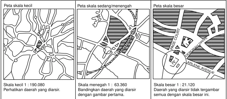 Gambar 03.01. Contoh peta yang berbeda skala