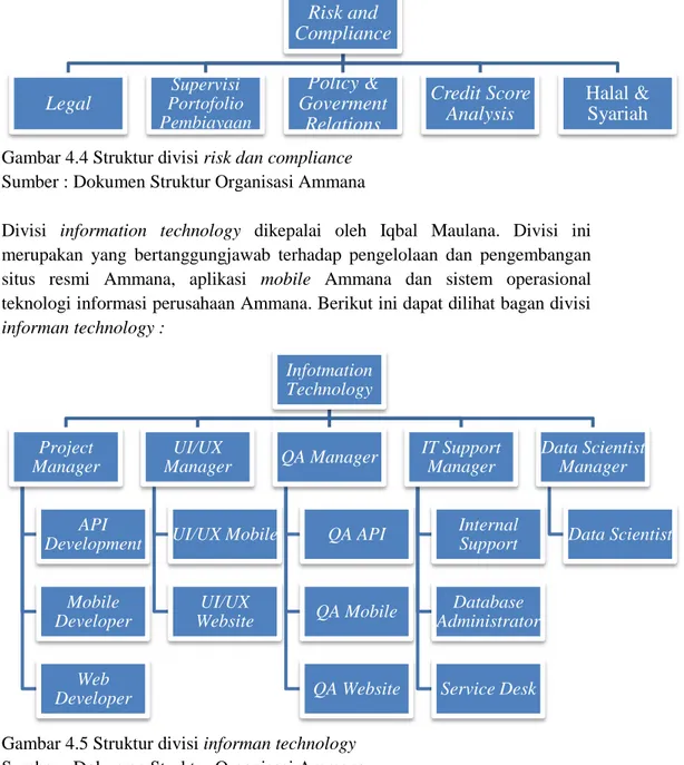 Gambar 4.5 Struktur divisi informan technology   Sumber : Dokumen Struktur Organisasi Ammana 