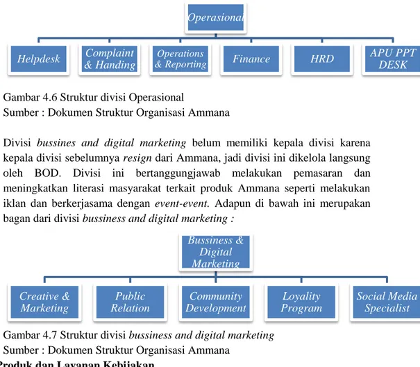 Gambar 4.7 Struktur divisi bussiness and digital marketing  Sumber : Dokumen Struktur Organisasi Ammana 