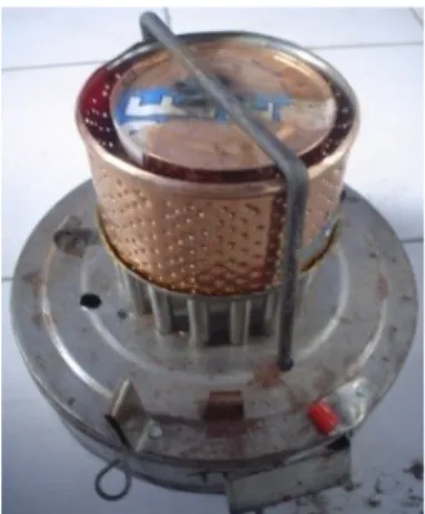 Gambar 3.  Kompor minyak jelantah dengan alat pemindah panas. 