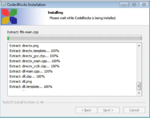 Gambar 1.5. Proses Installasi  6)  Proses Installasi Selesai, dan Code::Blocks siap dijalankan