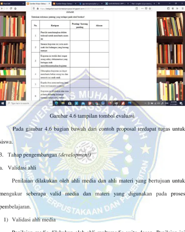 Gambar 4.6 tampilan tombol evaluasi 