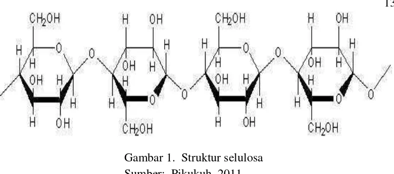 Gambar 1.  Struktur selulosa 