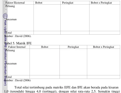 Tabel 5. Matrik IFE 