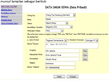 Gambar II-37 Form Indeks Data Orangtua/Wali Siswa 