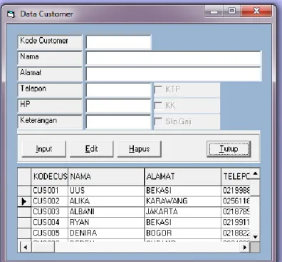 Gambar 15 Form Customer 