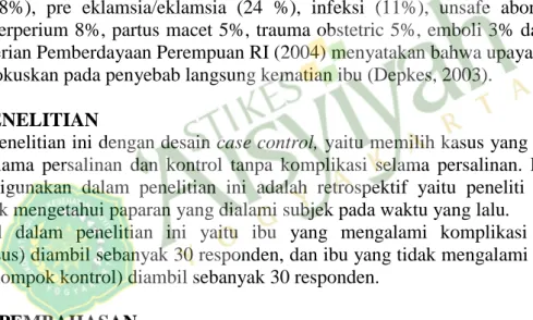 Tabel 1. Distribusi Responden Menurut Umur   di RS PKU Muhamadiyah Yogyakarta tahun 2012         