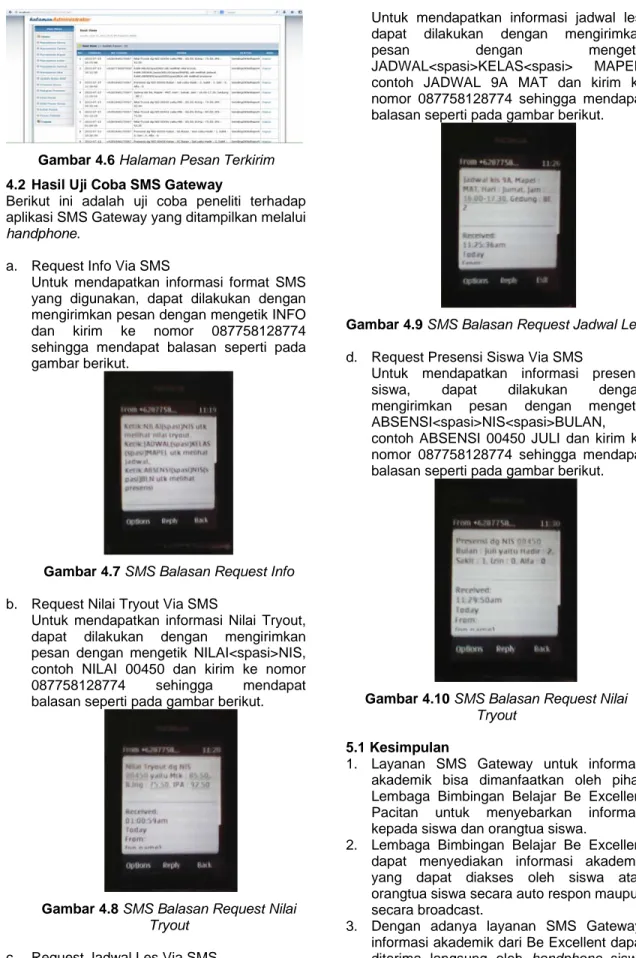 Gambar 4.7 SMS Balasan Request Info 