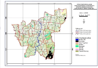 Gambar 7. Peta penyebaran luas beberapa kelas penutupan lahan hasil klasifikasi citra Ikonos di Kota Jakarta Selatan dan Jakarta Timur 