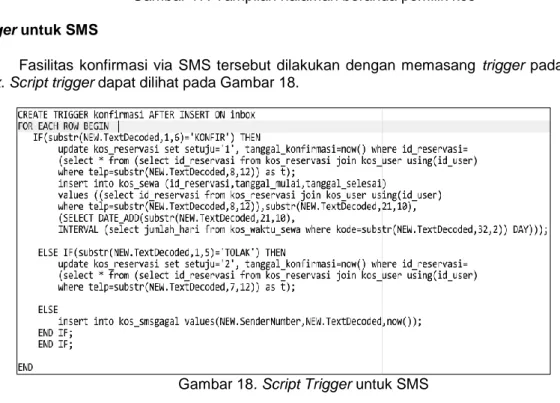 Gambar 18. Script Trigger untuk SMS  Format SMS 