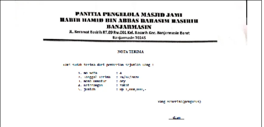 Gambar 4. 4 Nota Terima  Sumber : Penulis 