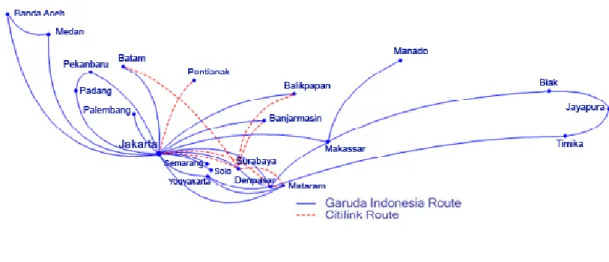 Gambar 2.3 – Peta Daftar Kota Tujuan Penerbangan Garuda Indonesia  Sumber : www.garuda-indonesia.co.id 