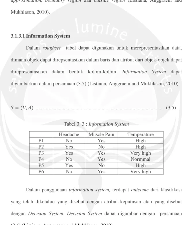 Tabel 3. 3 : Information System 