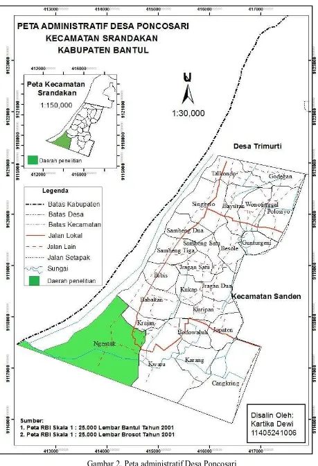Gambar 2. Peta administratif Desa Poncosari