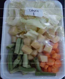 Gambar 9 Produk sayur sop dalam kemasan cling wrap hasil pengujian masalah 