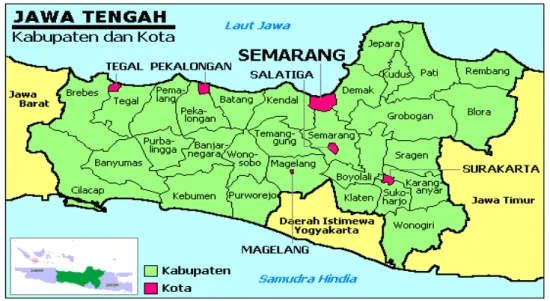 Gambar 1.1 Peta Provinsi Jawa Tengah  Sumber: Badan Pusat Statistik, 2013a 