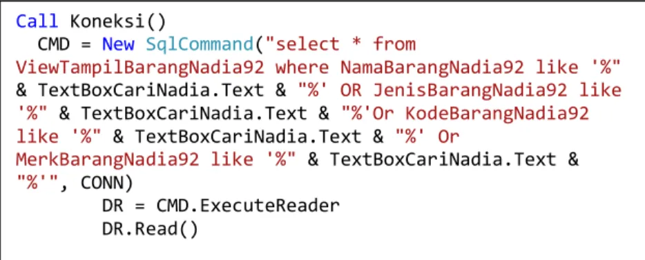 Gambar 44  Coding Pencarian Data 