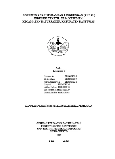 DOKUMEN ANALISIS DAMPAK LINGKUNGAN (ANDAL) INDUSTRI TEKSTIL DESA ...