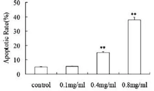 Grafik 2. Sel diinkubasi selama 72 jam dengan (a) medium yang sendiri, (b) 0,1 mg/ml COS (c) 0,4 mg/ml COS dan (d) 0,8 mg/ml COS