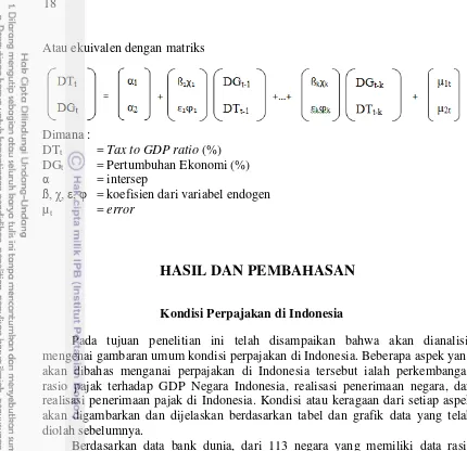 Gambar 7 memberikan informasi yang menunjukkan rasio pajak Indonesia. 