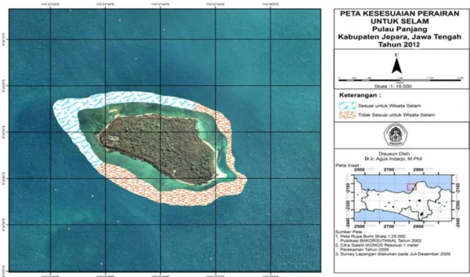 Gambar 2. Peta Kawasan Ekowisata Selam di Pulau Panjang Jepara. 