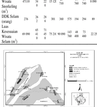 Gambar 2.   Peta  daya  dukung  kawasan  wisata  snorkeling dan selam 