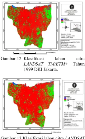 Gambar  11  Klasifikasi lahan citra  LANDSAT TM/ETM+ Tahun  1997 DKI Jakarta. 
